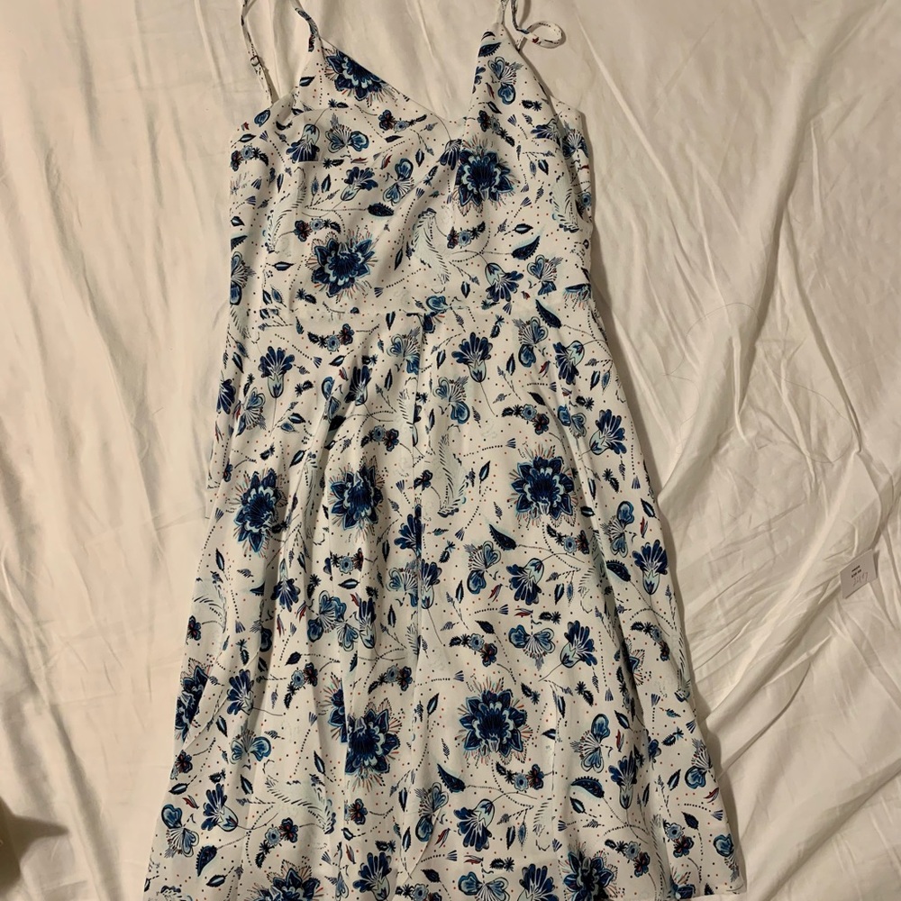 Knee length summer dress.